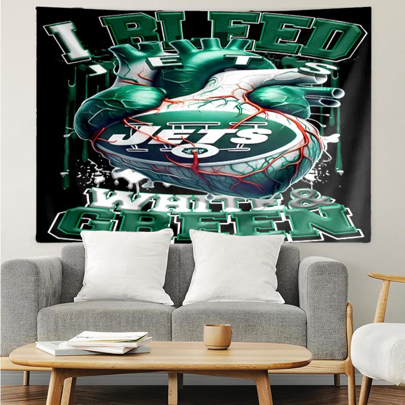 New York Jets logo Tapestry for Bedroom Aesthetic Classroom Tapestries Wall Hanging for Living Room Dorm Office,Ideal Creative Gift