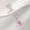 Strawberry Design Beaded Phone Chain Cute Flower Bag Charm Keychain Strap  Coquettish Style