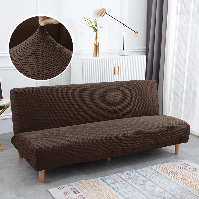Polar Fleece Fabric Armless Sofa Bed Cover Solid Color Without Armrest Big Elastic Folding Furniture Home Decoration Bench Cover