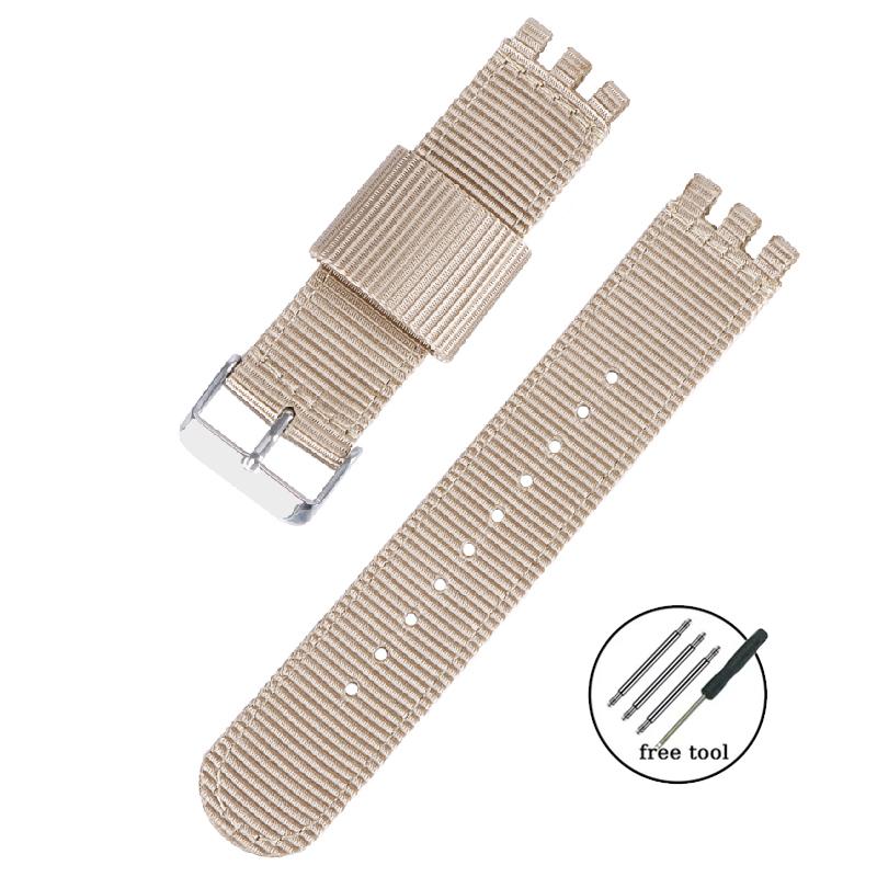 17 мм 19 мм 20 мм Нейлоновый ремешок для часов Swatch Тканевый ремешок из плетеного холста Мужской Военный Спортивный Браслет с Быстрой Застежкой