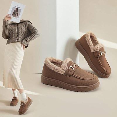 Зимние пекинские хлопковые туфли женские флисовые для тепла Doudou флисовая кожаная поверхность утолщенные нескользящие материнские хлопковые ботинки повседневные и холодостойкие