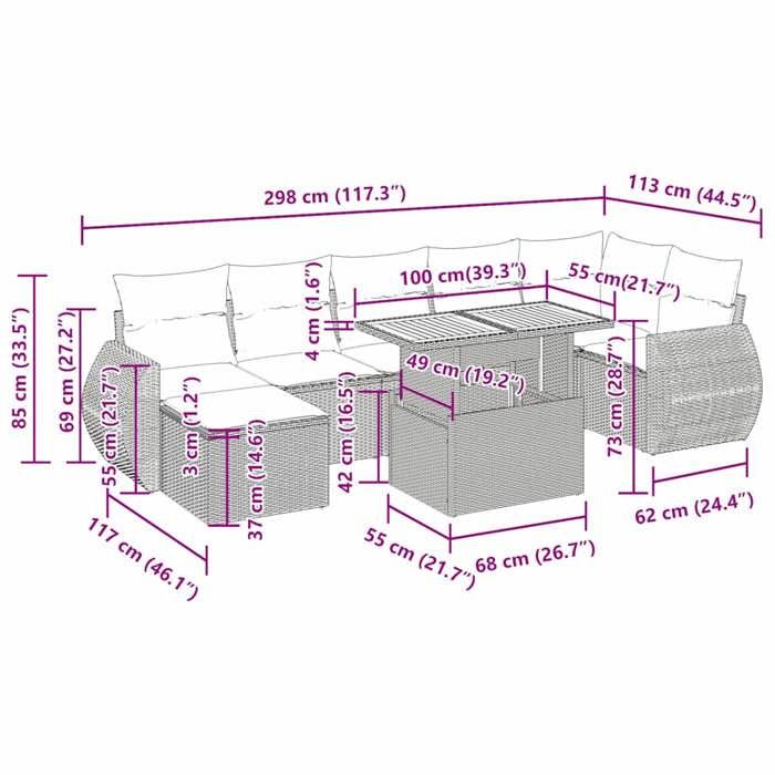 VidaXL Garden Lounge Set 8 Pcs with Grey Cushions Wicker 3327295