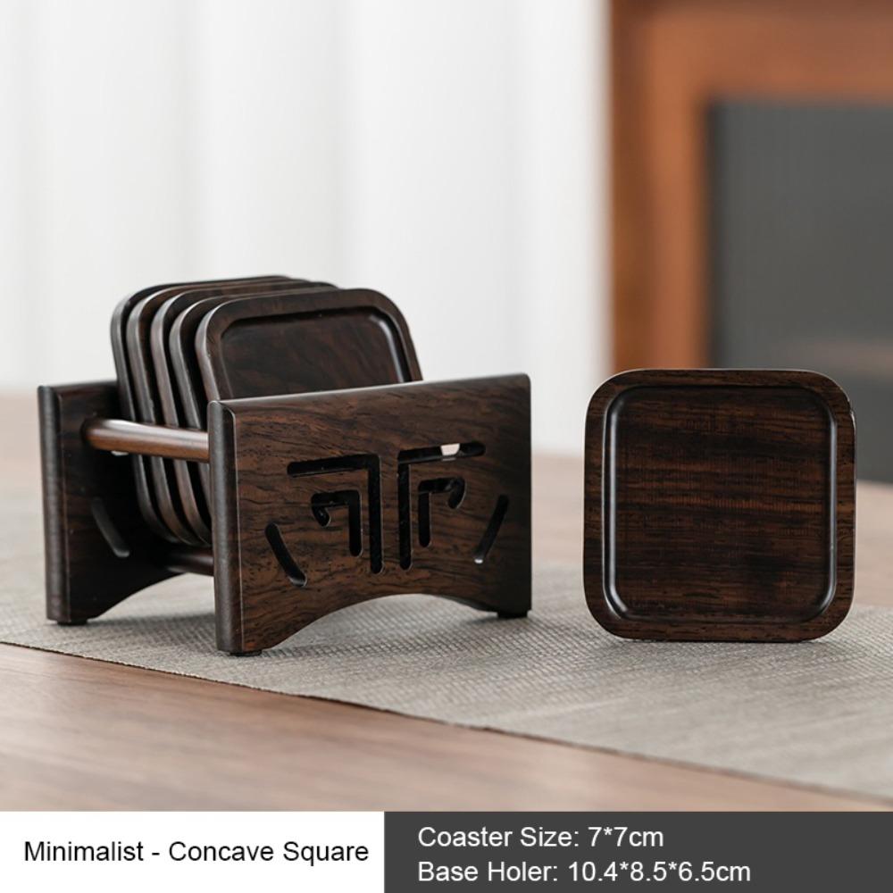 Heat Resistant Cup Pad Black Sandalwood Tea Tray High-End Cup Mat Tea Table