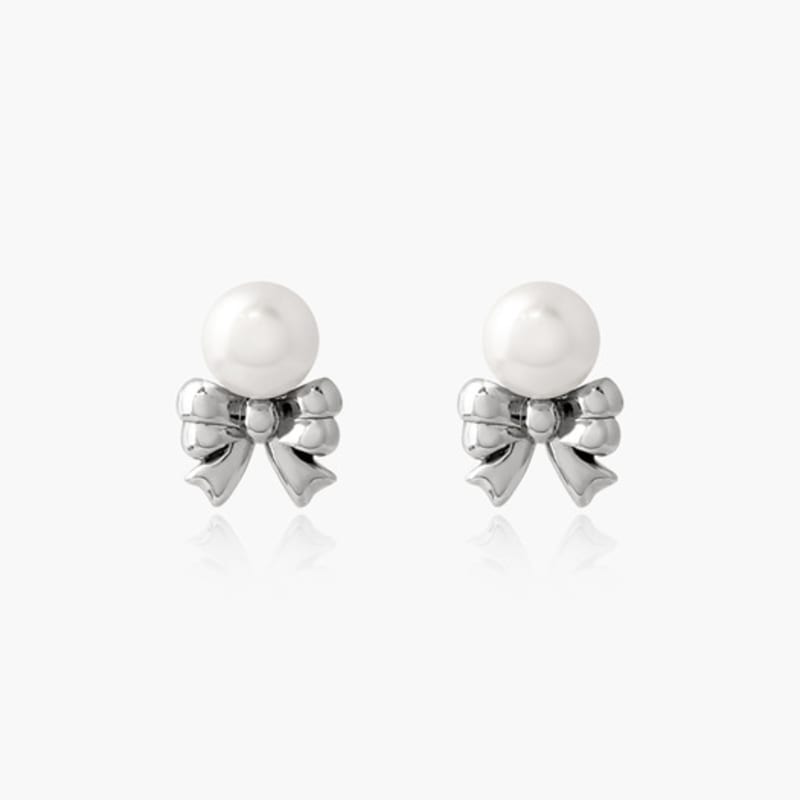 noonoo fingers Sha Ribbon Pearl Earrings