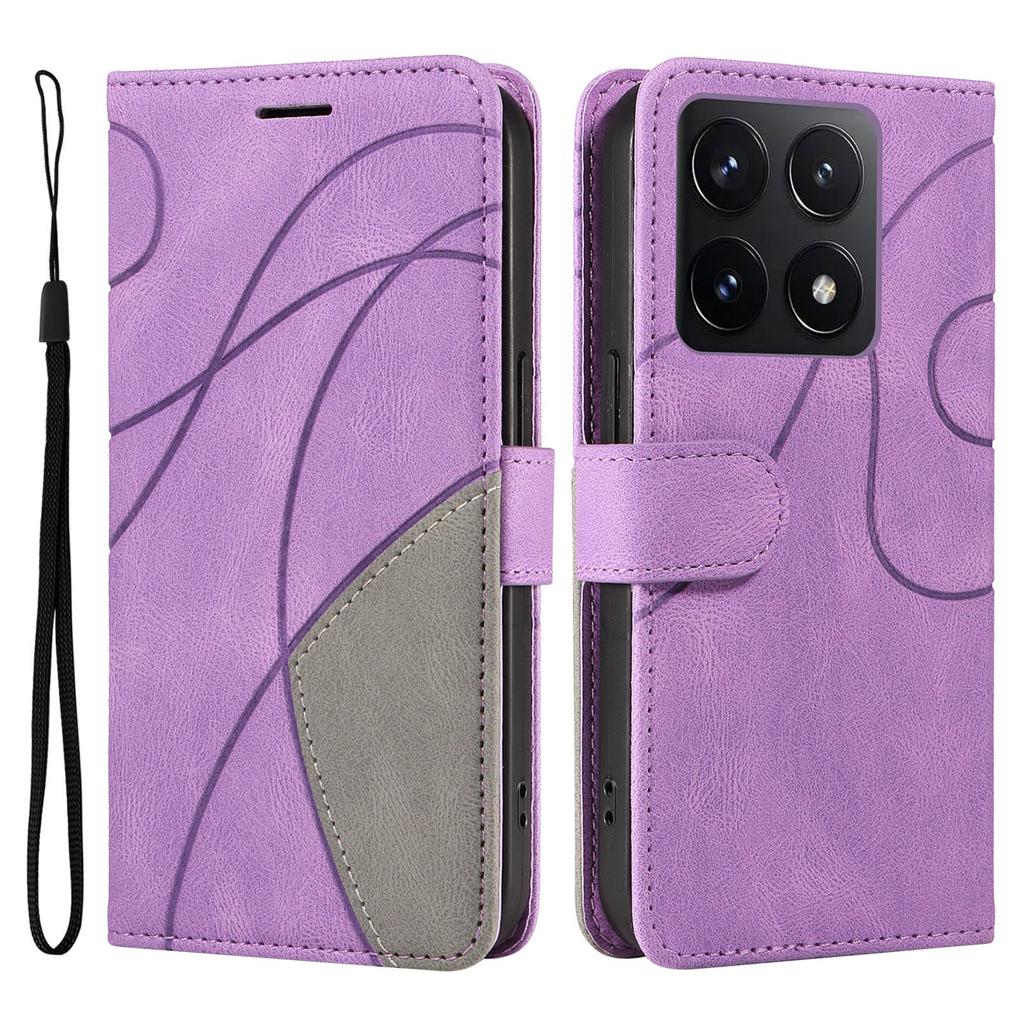 For Xiaomi 14T Leather Case Wallet Stand Color Splicing Phone Cover