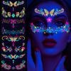Fluorescent Waterproof Face Tattoo Sticker Temporary Face Sticker For Halloween Music Concert Party Night Club Makeup Tattoos