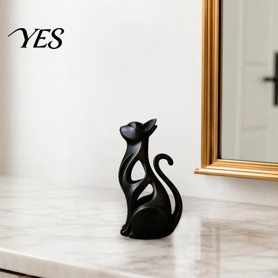 Настольное украшение-кошка, Полая 3D-печатная фигурка, Современная абстрактная статуэтка сидящего котенка, Художественная скульптура животного для украшения дома, Подарок для любителей