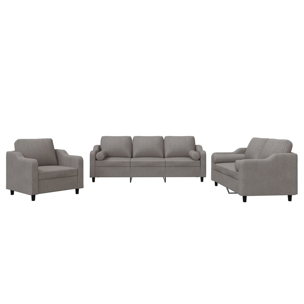 Vidaxl 3-Cz. Komplet Wypoczynkowy Z Poduszkami, Taupe, Tkanina