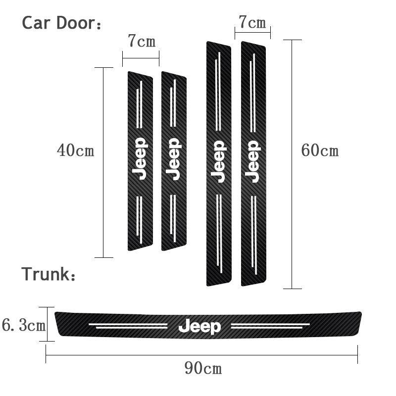Для Jeep 5 шт. Наклейки на двери автомобиля Накладки на пороги Защита от царапин Аксессуары для Jeep Grand Cherokee Wrangler JK Gladiator Compas
