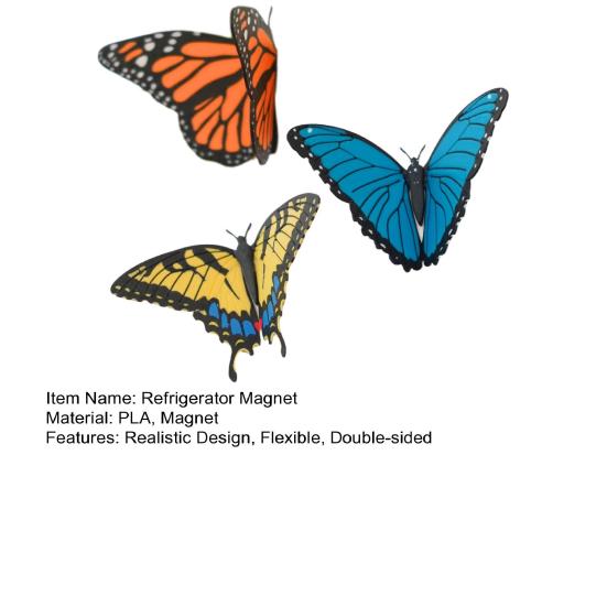 3 шт. Магниты-бабочки для холодильников Реалистичные Двусторонние Крылья Гибкие Магниты для Домашнего Декора в виде Бабочек