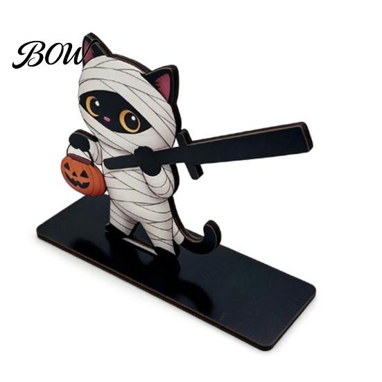 Autumn Themed Table Centerpiece Halloween Wooden Napkin Holder, Ghost Pumpkin Tabletop Decor for Kitchen Dining Room, Functional Holiday Gadget Spooky