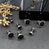 Уличная одежда Хип-хоп Серьга Однотонная Модная Серьга-гвоздик Ретро Круглые Черные Серьги-гвоздики Мужчины