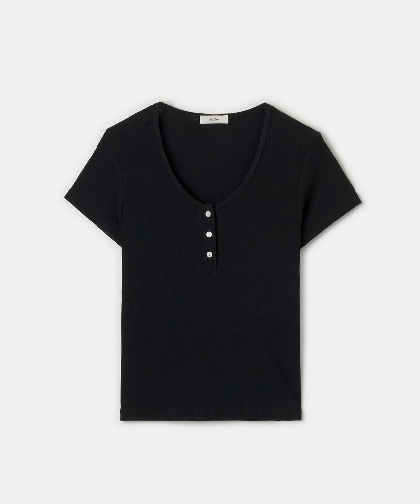 THERYE Half Button T-Shirt(Black)