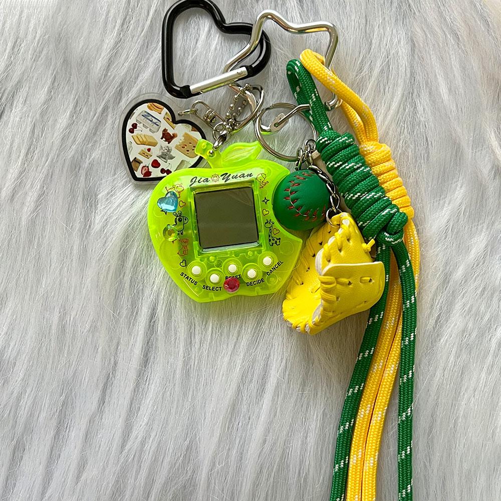 Корейская мода Радуга игровая консоль кость брелок Kawaii Harajuku Charm Y2K Crystal Heart Lock DIY сумка кулон брелок Винтаж