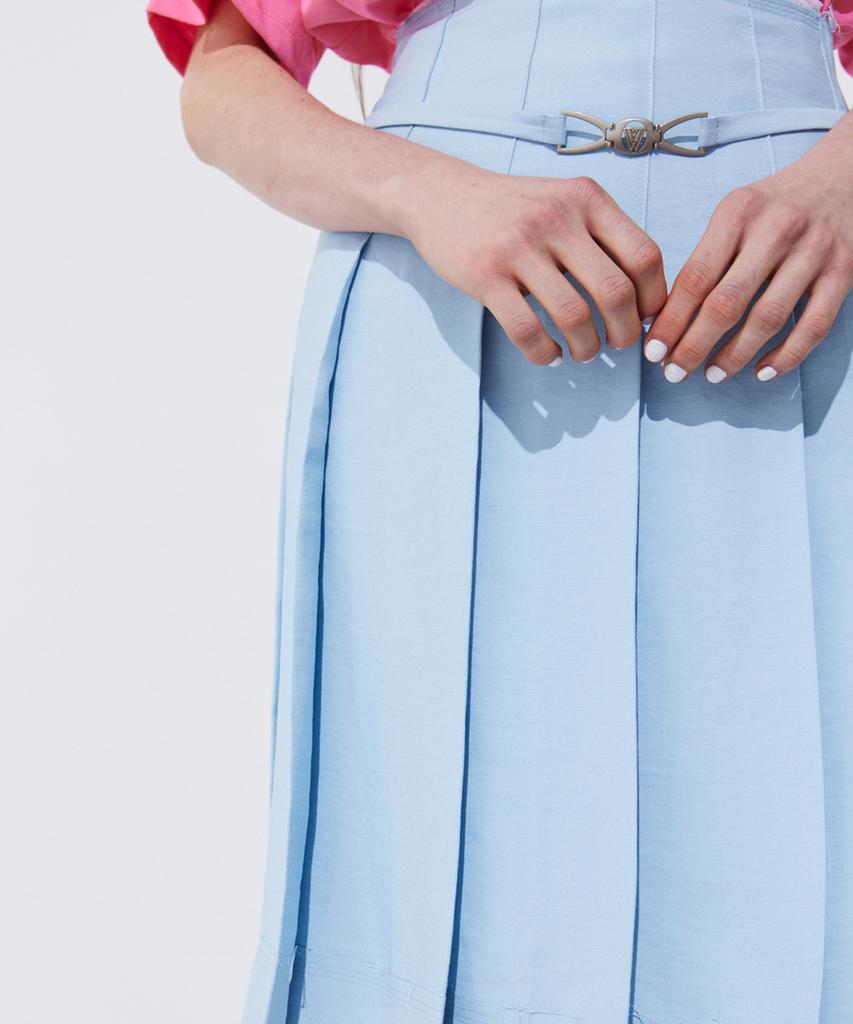Bundercammer Raw-Cut Pleats Skirt_Light Blue