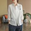 Women's Spring and Summer Loose Floral Embroidery Long Sleeve Shirt