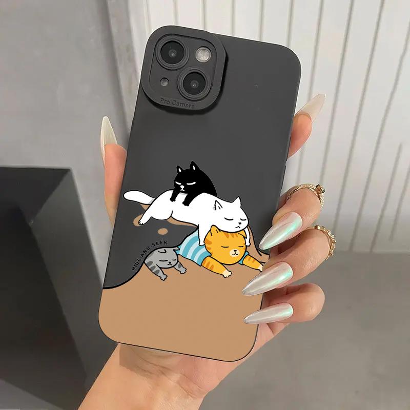 Силиконовый чехол для телефона с рисунком кошки для iPhone 16 15 14 13 12 11 Pro Max 14 15 16 Plus Mini XS XR X 8 7 SE 2020 Cover