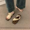 Retro Evening Wind Gentle Shoes Soft Leather Cover Toe Slippers Female Summer Wear Fairy Wind Seaside Flat Beach Shoes