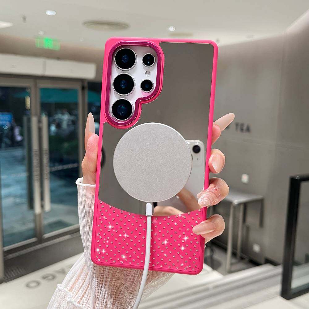 Зеркальный чехол для Samsung Galaxy A25 5G/ A35/ A55/A32/A26/A36/A56 MagSafe Magnetic Wireless Charger Fashion Makeup Candy Color Glitter Phone Cover