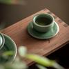 Подставка ручной работы из селадона с теневой резьбой, китайский антикварный чайный сервиз для кунг-фу, керамическая подставка под чашку в виде лотоса