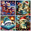 5D DIY Christmas Cat Full Round Square Diamond Painting Picture Kit Home Decoration Art Craft Mosaic Christmas Gift