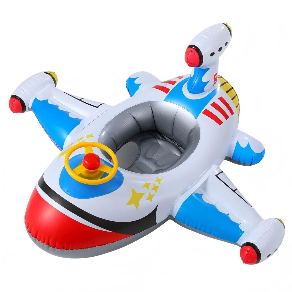 Kids Water Toy Large Swimming Circle PVC Airplane Shape Leak-Proof Inflatable Float Seat Summer Pool Beach Swimming Ring for Kid