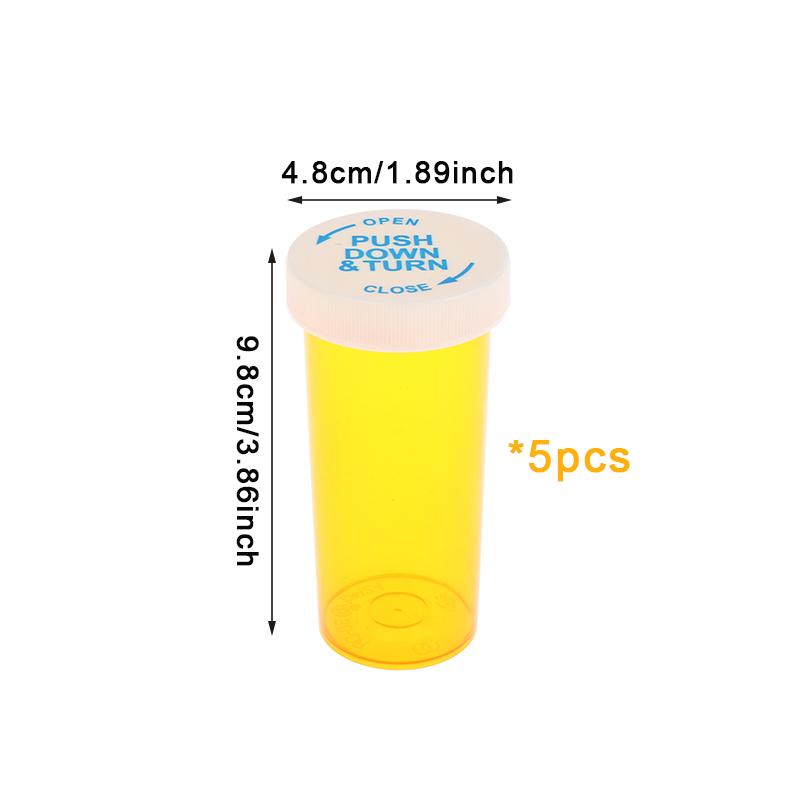 5Pcs Plastic Medicine Pill Bottles With Child Resistant Caps Medicine Containers Travel Pill Vials - 6/8/13/16/20/30/40/60 Dram