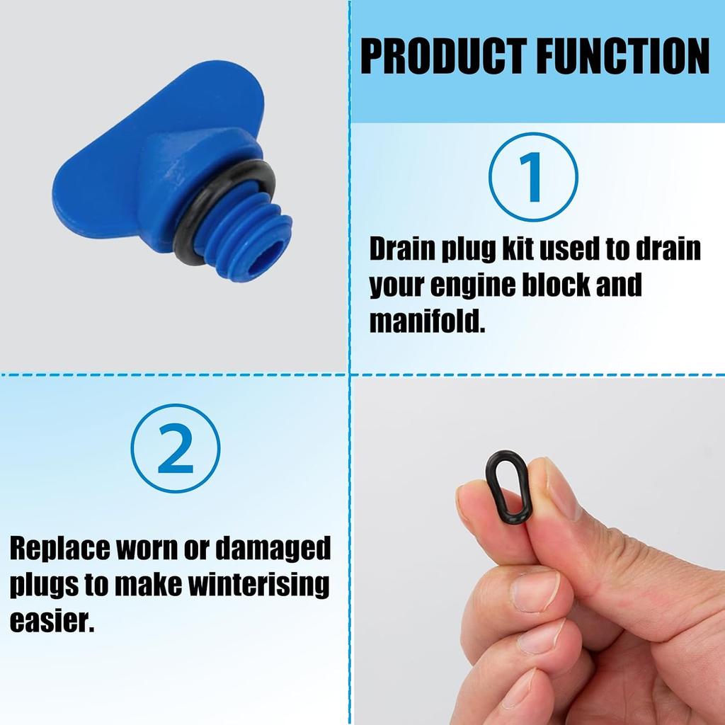 Manifold Engine Water Plug, Drain Plug Kit Pack of 5 | Replacement for Mercruiser 22-806608A02 Replacement for Sierra 18-4226 Compatible with GLM