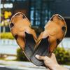 Men Black Leather Slippers Gladiator Sandals Outdoor Summer Brown Handmade Beach Shoes Wide Head Plus Size