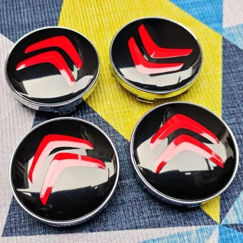4PCS Citroën Center Caps 60mm - Compatible with C4/C4L/C2/C6/C-Elysée/C5 X/C5/C5 Aircross Wheel Hub Logos