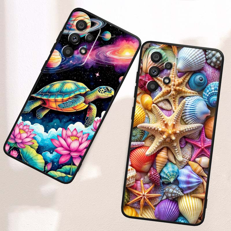 Мультяшная Аниме Черепаха Слон Для Samsung A41 A35 A34 A33 A32 A25 A24 A23 A21s A06 A05 A04 A03 Note 10 20 Ultra 5G Черный Чехол