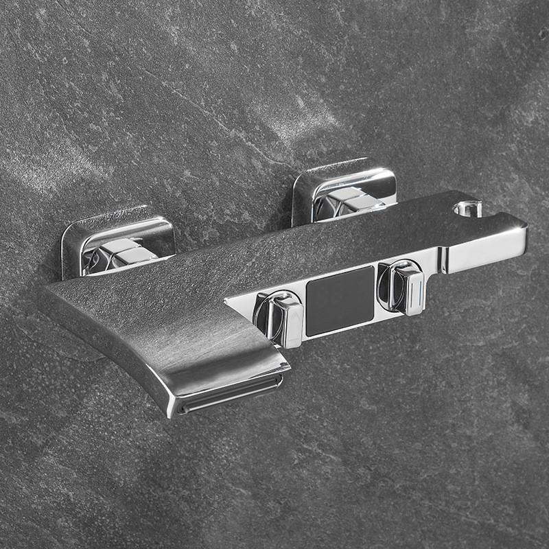 Серый цифровой дисплей для ванны и душа, настенный черный смеситель для ванны, холодная и горячая вода, белые смесители для ванны и душа