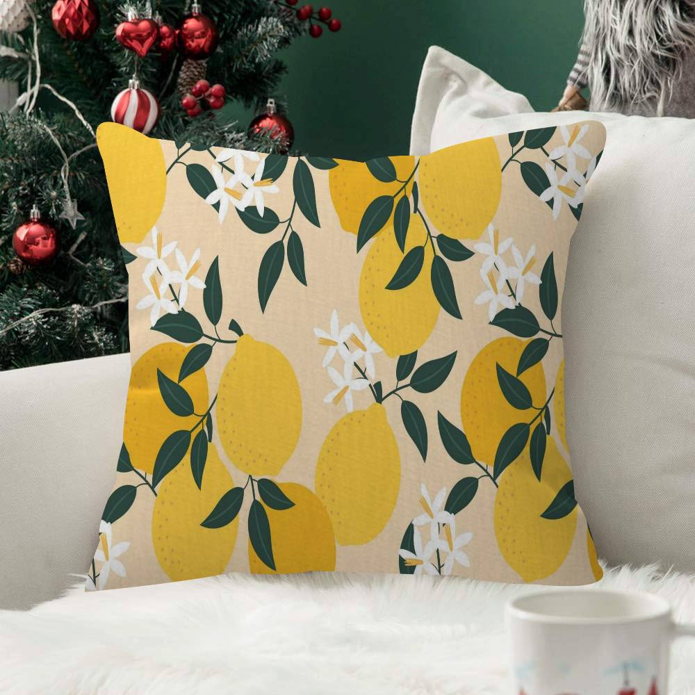 Abstract Lemon Summer Cushion Cover Inches Farmhouse Decor Home Throw Pillow Covers For Couch Decorations