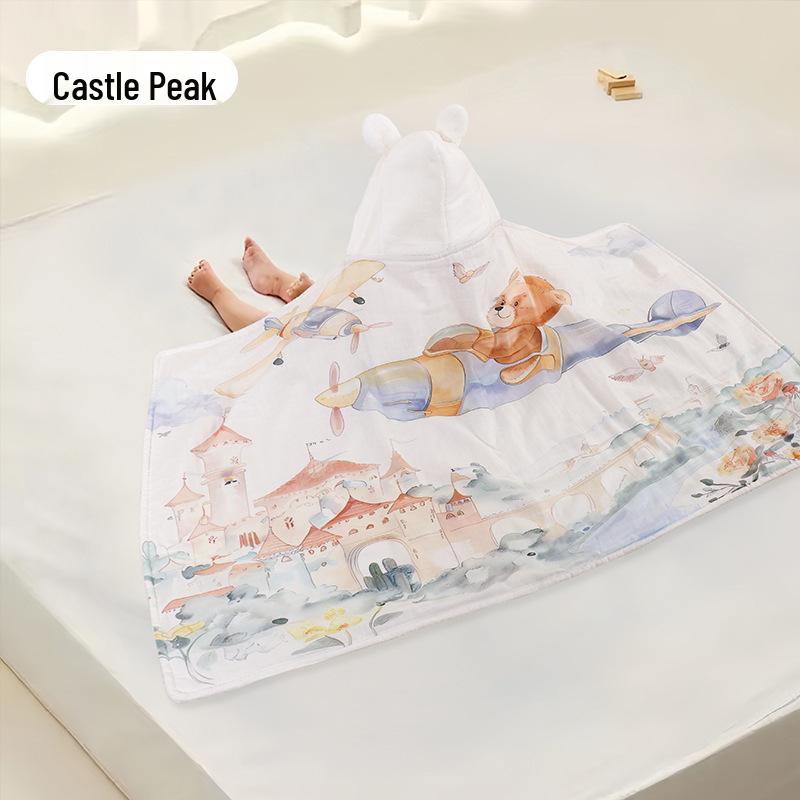 Hooded Coral Fleece Baby Bath Towel - Quick Dry, Water Absorbent, Swaddling Blanket for Newborns, Thickened for Autumn & Winter.