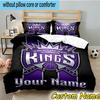 3pcs Custom Name Sacramento Basketball Logo Bedding Set Includes 1 Duvet Cover & 2 Pillowcases for All Seasons Dormitory Home Decor Christmas gifts