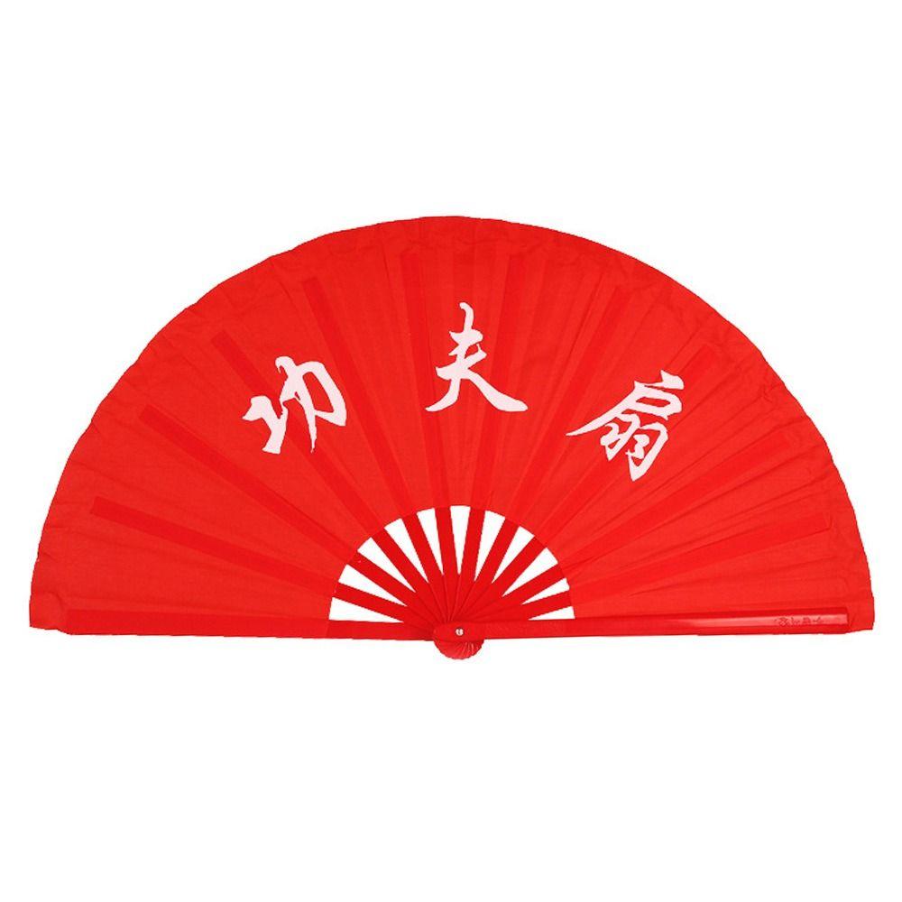 Black Red Chinese Tai Chi Chinoiserie Gift Folding Stage Fan Plastic Bone Fan Yoga Fan Kung Fu Fan