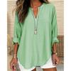 Women Spring Autumn Cotton Linen Blouse White Green Blue Loose Top V Neck Drop Shoulder Long Sleeve Blouses