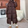 Women Casual Thicken Warm Hooded Down Coat Long Sleeve Zipper Pocket Long Coat Lady Office Parkas Fall Winter Down Coat