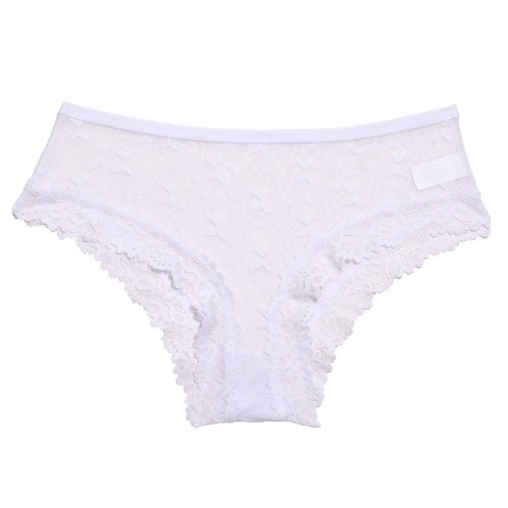 Seamless Lace Trim Briefs Transparent Women Lace Panties Breathable Sheer Mesh Underwear Girls