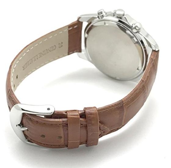 SEIKO Chronograph Watch with Genuine Leather Officially Distributed In Japan by Light Strap, Seiko, White, Brown, Camel, SND363P1-LBR [Used]