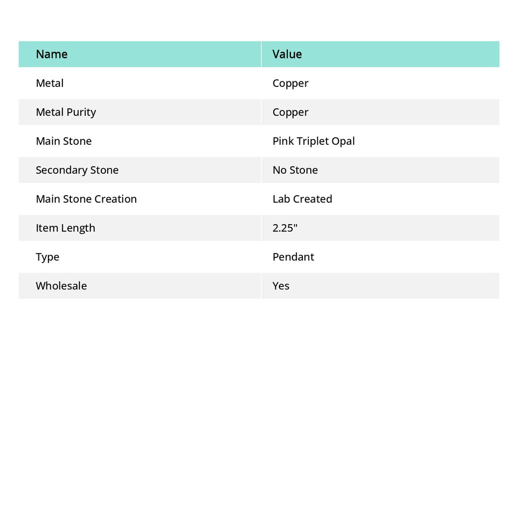 Подвеска из натурального розового триплетного опала из меди ручной работы 2,25 дюйма r7y10