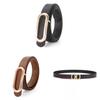 Fashionable Womens Slim Leather Belt With Polished Buckle Perfect For Work Or Casual Outfits