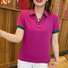 Lapel Short-sleeved Women's Summer Loose T-shirt Women's Summer Clothes Polo Collar Top Embroidered Mother's Suit