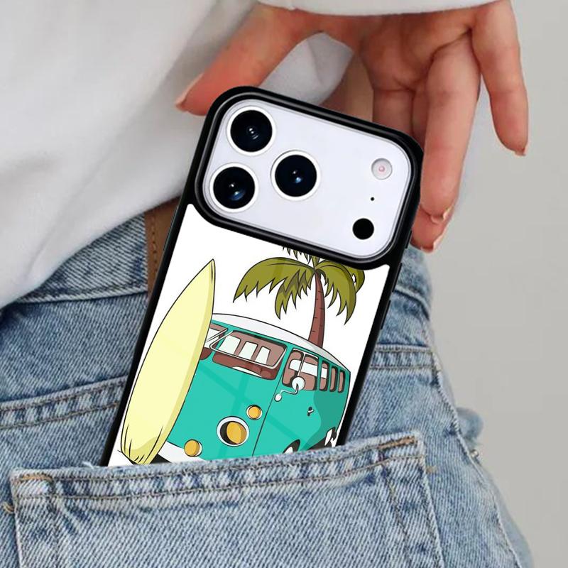 Combi Van Surf Bumper Phone Case for iPhone 16e 15 14 13 12 17 Pro Max Plus Air 17pro Cover Coque