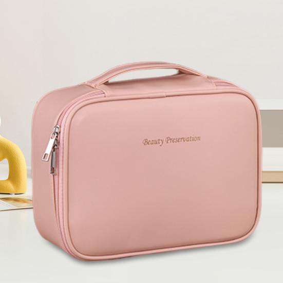 Косметичка со съемным отделением для кистей для макияжа, вместительная, с несколькими отделениями, водонепроницаемая застежка-молния, органайзер для косметики
