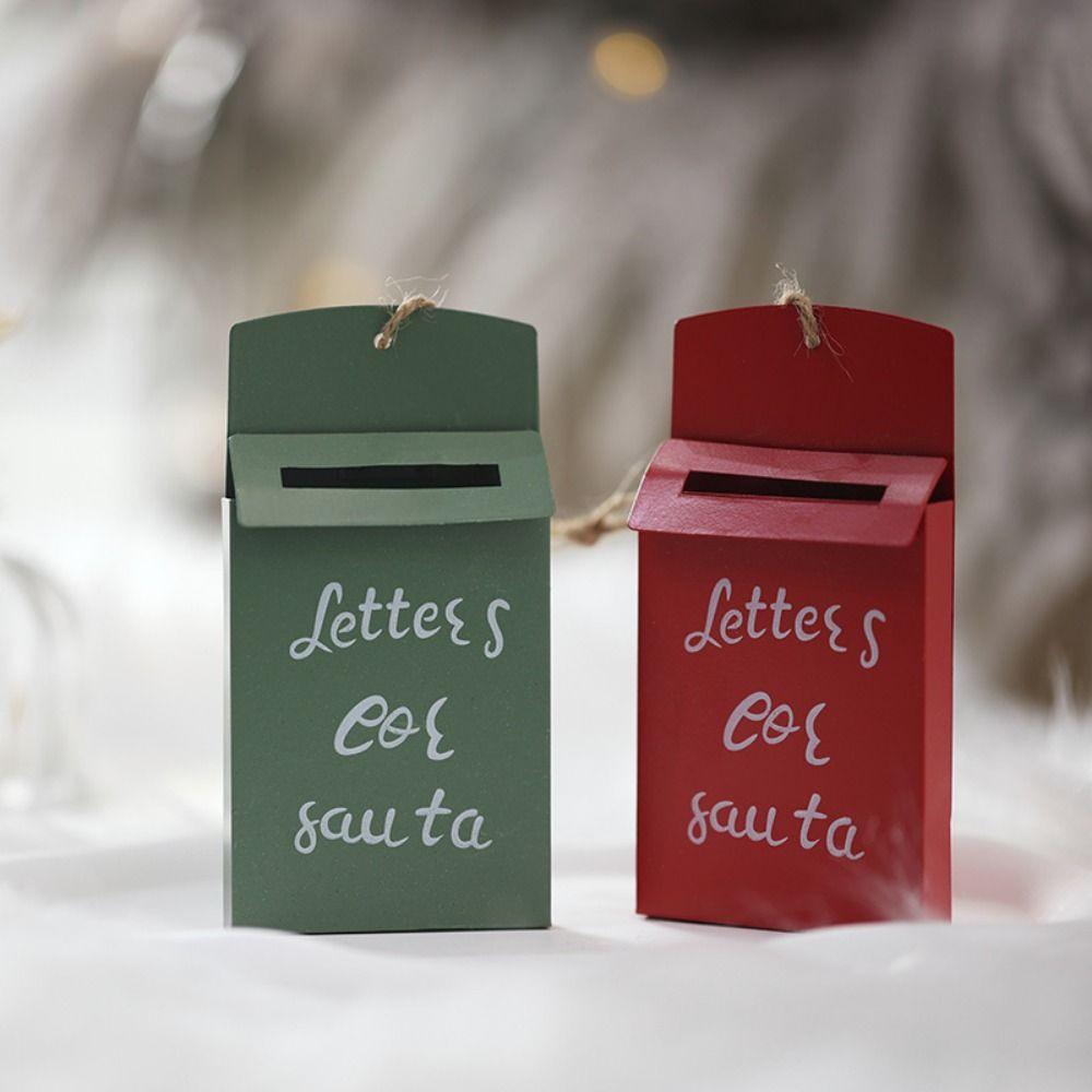 Retro Red Mailbox Hanging Ornament Iron Christmas Tree Pendant For Xmas Tree