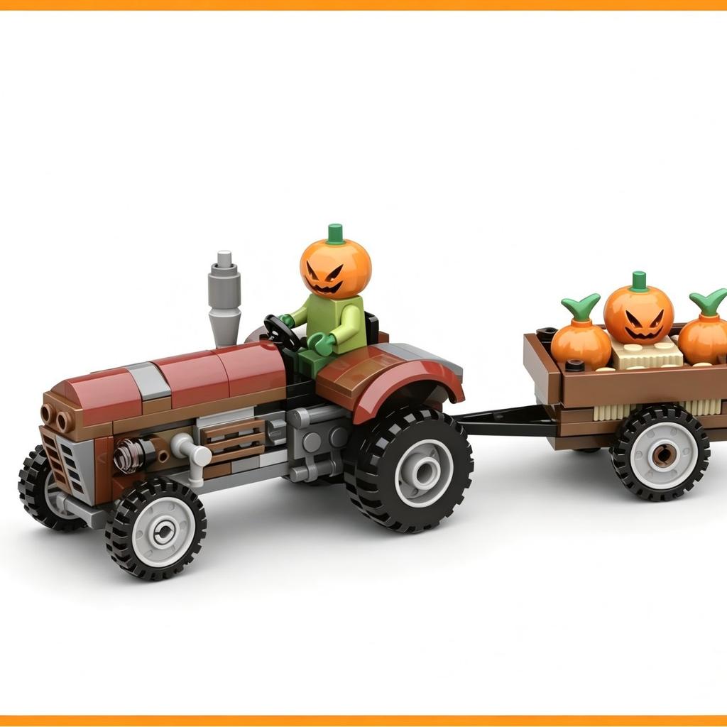 Halloween Building Block Set – Haunted Pumpkin Car: a creative ST toy suitable for boys and girls, the perfect party gift. Number of pieces: 136PCS
