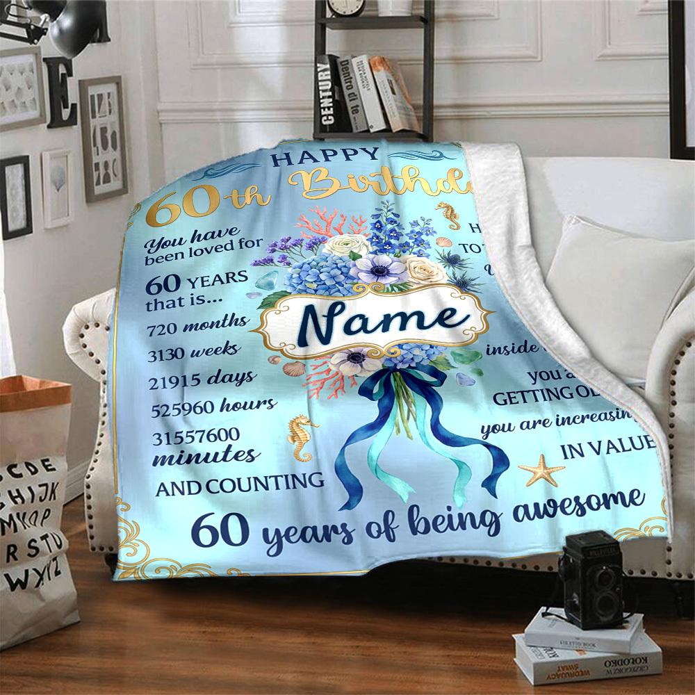 Happy 60Th Birthday Celebration Customize Your Name Blankets Are Warm Soft Blankets Perfect For Naps Sofas And Relaxation They Also Make Great
