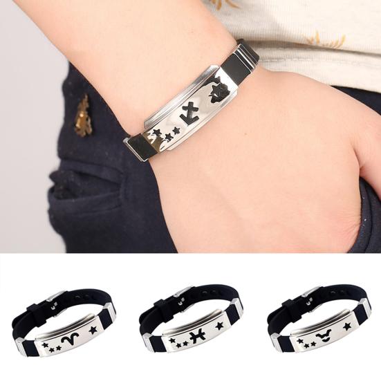 Мужской гороскоп из нержавеющей стали силиконовый браслет застежка-манжета браслет