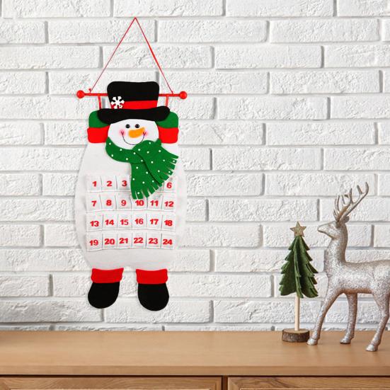 Рождественский Адвент-календарь с изображением оленей, Санты, снеговика, подвесной фетровый календарь обратного отсчета с 24 карманами для украшения стены, двери